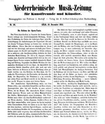 Niederrheinische Musik-Zeitung für Kunstfreunde und Künstler Samstag 10. Dezember 1853