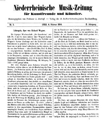 Niederrheinische Musik-Zeitung für Kunstfreunde und Künstler Samstag 4. Februar 1854
