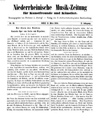 Niederrheinische Musik-Zeitung für Kunstfreunde und Künstler Samstag 11. März 1854