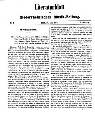Niederrheinische Musik-Zeitung für Kunstfreunde und Künstler Samstag 29. April 1854