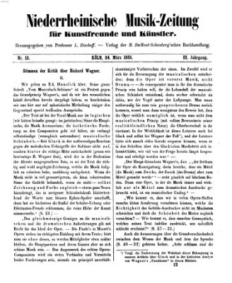 Niederrheinische Musik-Zeitung für Kunstfreunde und Künstler Samstag 24. März 1855