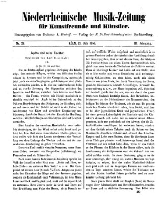 Niederrheinische Musik-Zeitung für Kunstfreunde und Künstler Samstag 21. Juli 1855