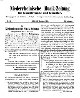 Niederrheinische Musik-Zeitung für Kunstfreunde und Künstler Samstag 29. Dezember 1855