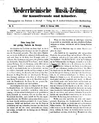 Niederrheinische Musik-Zeitung für Kunstfreunde und Künstler Samstag 9. Februar 1856