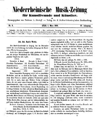 Niederrheinische Musik-Zeitung für Kunstfreunde und Künstler Samstag 1. März 1856