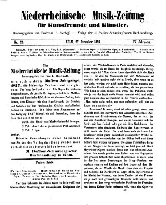 Niederrheinische Musik-Zeitung für Kunstfreunde und Künstler Samstag 27. Dezember 1856