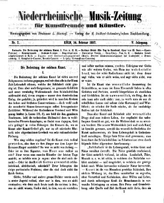 Niederrheinische Musik-Zeitung für Kunstfreunde und Künstler Samstag 14. Februar 1857