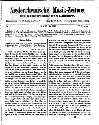 Niederrheinische Musik-Zeitung für Kunstfreunde und Künstler Samstag 23. Mai 1857