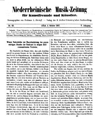 Niederrheinische Musik-Zeitung für Kunstfreunde und Künstler Samstag 3. Oktober 1857
