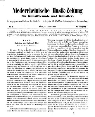 Niederrheinische Musik-Zeitung für Kunstfreunde und Künstler Samstag 9. Januar 1858