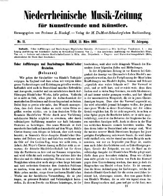 Niederrheinische Musik-Zeitung für Kunstfreunde und Künstler Samstag 13. März 1858