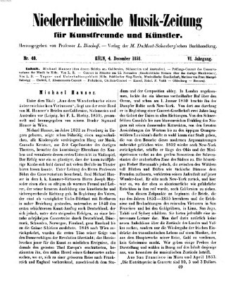 Niederrheinische Musik-Zeitung für Kunstfreunde und Künstler Samstag 4. Dezember 1858