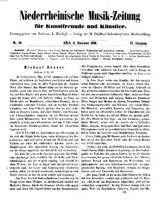 Niederrheinische Musik-Zeitung für Kunstfreunde und Künstler Samstag 11. Dezember 1858