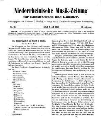 Niederrheinische Musik-Zeitung für Kunstfreunde und Künstler Samstag 9. Juli 1859