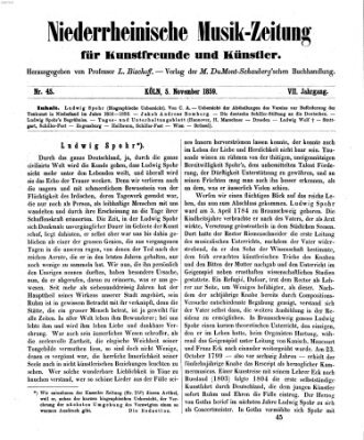 Niederrheinische Musik-Zeitung für Kunstfreunde und Künstler Samstag 5. November 1859