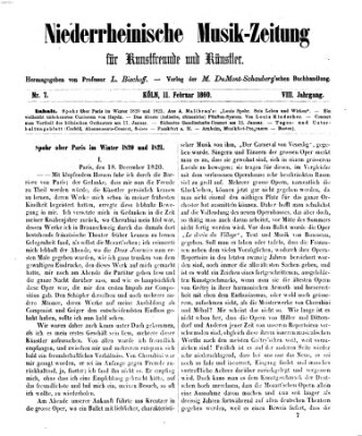 Niederrheinische Musik-Zeitung für Kunstfreunde und Künstler Samstag 11. Februar 1860