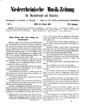 Niederrheinische Musik-Zeitung für Kunstfreunde und Künstler Samstag 25. Februar 1860