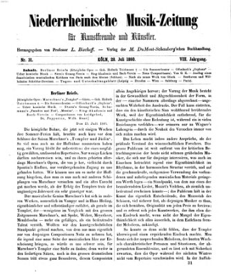 Niederrheinische Musik-Zeitung für Kunstfreunde und Künstler Samstag 28. Juli 1860