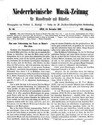 Niederrheinische Musik-Zeitung für Kunstfreunde und Künstler Samstag 24. November 1860