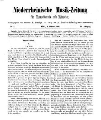 Niederrheinische Musik-Zeitung für Kunstfreunde und Künstler Samstag 2. Februar 1861
