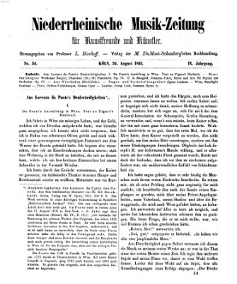Niederrheinische Musik-Zeitung für Kunstfreunde und Künstler Samstag 24. August 1861