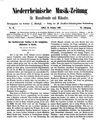 Niederrheinische Musik-Zeitung für Kunstfreunde und Künstler Samstag 12. Oktober 1861