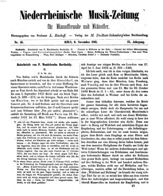 Niederrheinische Musik-Zeitung für Kunstfreunde und Künstler Samstag 9. November 1861