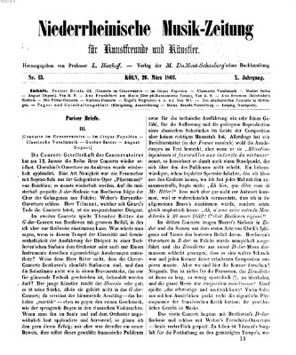 Niederrheinische Musik-Zeitung für Kunstfreunde und Künstler Samstag 29. März 1862