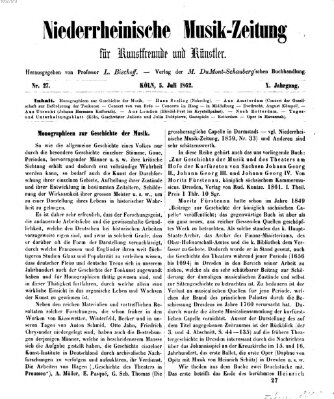 Niederrheinische Musik-Zeitung für Kunstfreunde und Künstler Samstag 5. Juli 1862