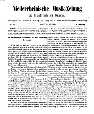 Niederrheinische Musik-Zeitung für Kunstfreunde und Künstler Samstag 19. Juli 1862