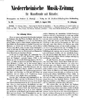 Niederrheinische Musik-Zeitung für Kunstfreunde und Künstler Samstag 8. August 1863