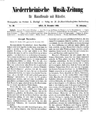 Niederrheinische Musik-Zeitung für Kunstfreunde und Künstler Samstag 12. Dezember 1863