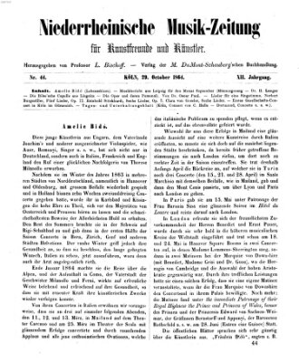 Niederrheinische Musik-Zeitung für Kunstfreunde und Künstler Samstag 29. Oktober 1864