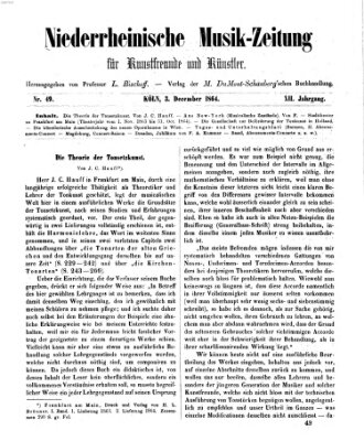 Niederrheinische Musik-Zeitung für Kunstfreunde und Künstler Samstag 3. Dezember 1864