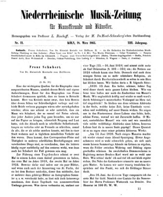 Niederrheinische Musik-Zeitung für Kunstfreunde und Künstler Samstag 18. März 1865