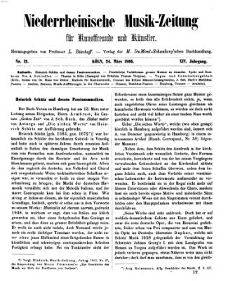Niederrheinische Musik-Zeitung für Kunstfreunde und Künstler Samstag 24. März 1866