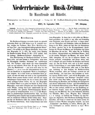 Niederrheinische Musik-Zeitung für Kunstfreunde und Künstler Samstag 15. September 1866