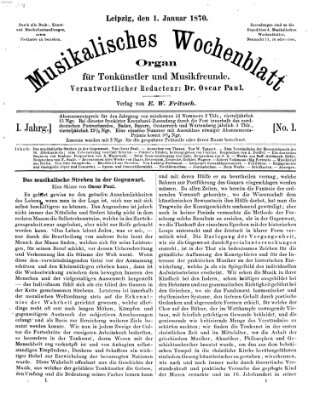 Musikalisches Wochenblatt Samstag 1. Januar 1870