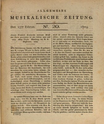 Allgemeine musikalische Zeitung Mittwoch 15. Februar 1804