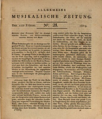 Allgemeine musikalische Zeitung Mittwoch 22. Februar 1804