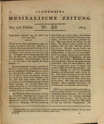 Allgemeine musikalische Zeitung Mittwoch 29. Februar 1804