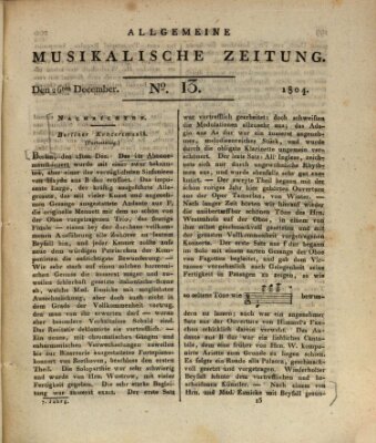 Allgemeine musikalische Zeitung Mittwoch 26. Dezember 1804