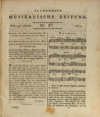 Allgemeine musikalische Zeitung Mittwoch 23. Januar 1805