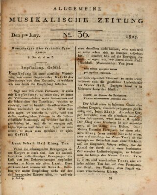 Allgemeine musikalische Zeitung Mittwoch 3. Juni 1807