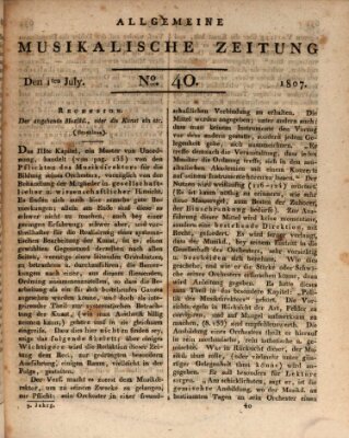 Allgemeine musikalische Zeitung Mittwoch 1. Juli 1807