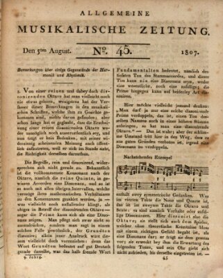 Allgemeine musikalische Zeitung Mittwoch 5. August 1807