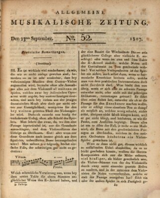 Allgemeine musikalische Zeitung Mittwoch 23. September 1807
