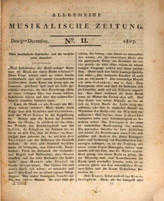 Allgemeine musikalische Zeitung Mittwoch 9. Dezember 1807