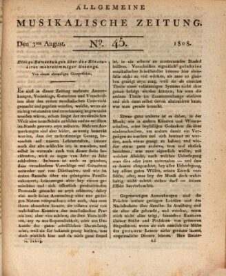 Allgemeine musikalische Zeitung Mittwoch 3. August 1808