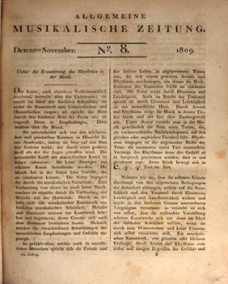 Allgemeine musikalische Zeitung Mittwoch 22. November 1809